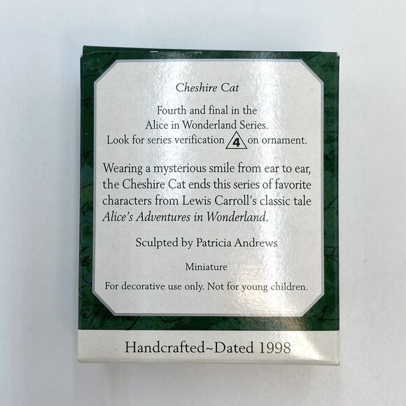 2 1998 Hallmark Alice in Wonderland Cheshire Cat Thimble Miniature Ornaments #4 - Picture 6 of 7
